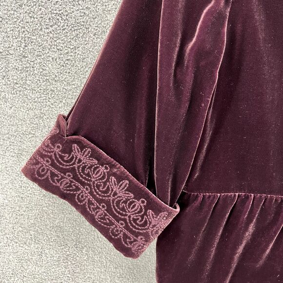 Tahari Velvet Blazer Jacket Womens 8 Purple Embroidered snap button peplum - Picture 14 of 16